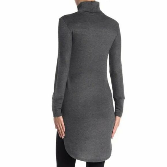 Go Couture Tunic Top Women Small Gray Turtleneck Long Sleeve Casual Asymmetrical - Picture 3 of 9
